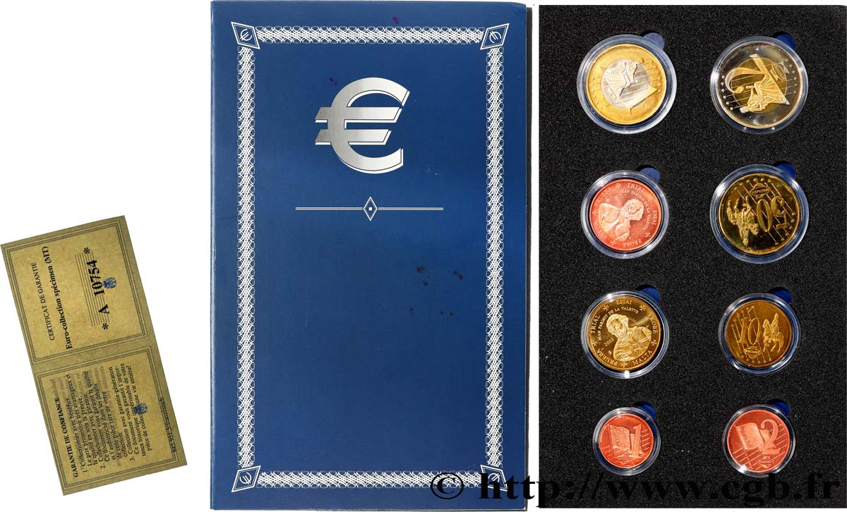 EUROPA Série de 8 médailles, Essai Euros Malte SC