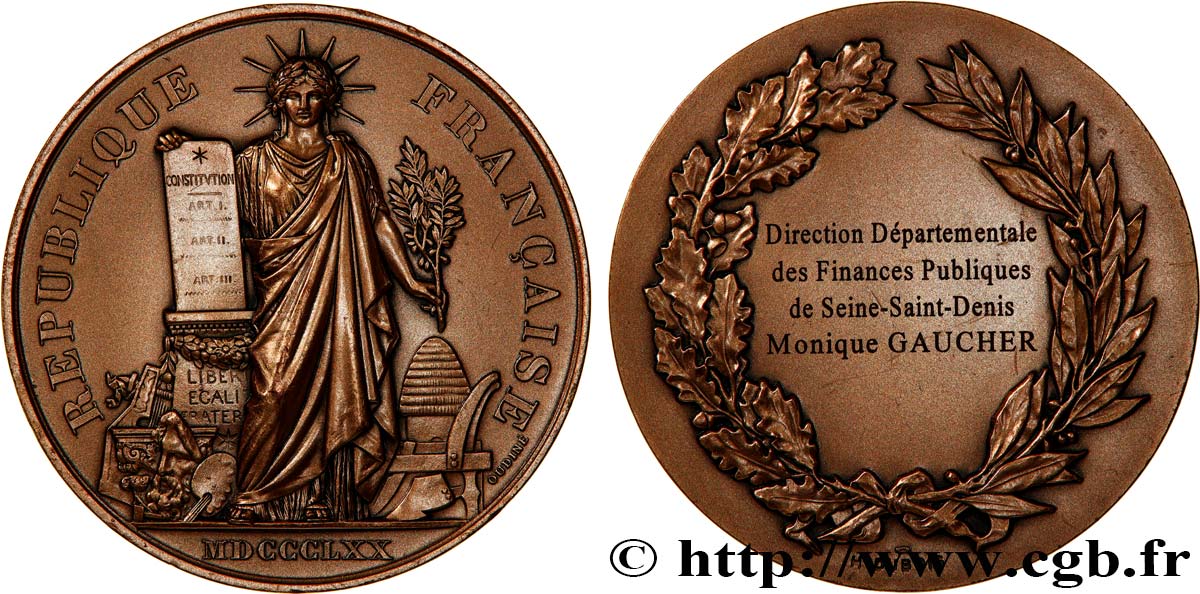FUNFTE FRANZOSISCHE REPUBLIK Médaille de récompense, Direction Départementale des Finances Publiques fVZ