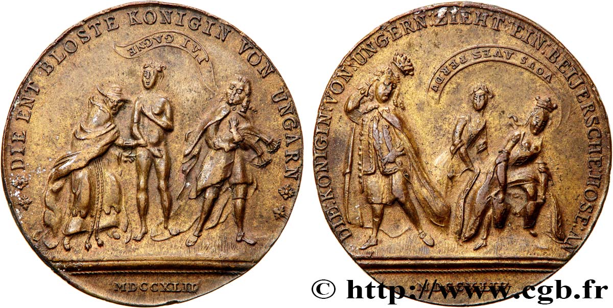 AUTRICHE - ROYAUME DE BOHÊME - MARIE-THÉRÈSE Médaille satyrique - Humiliation de Marie-Thérèse par Frédéric II TTB