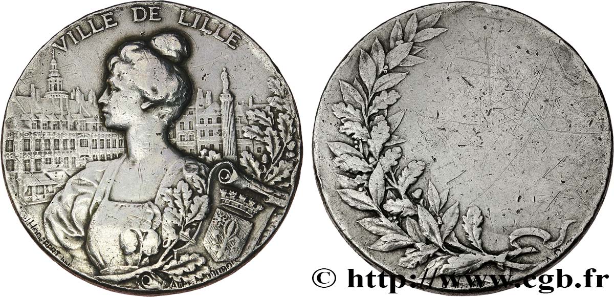 TROISIÈME RÉPUBLIQUE Médaille de la ville de Lille TB+