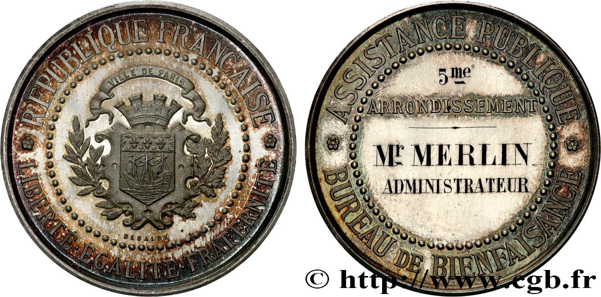 TROISIÈME RÉPUBLIQUE Médaille, Bureau de bienfaisance SPL/SUP+