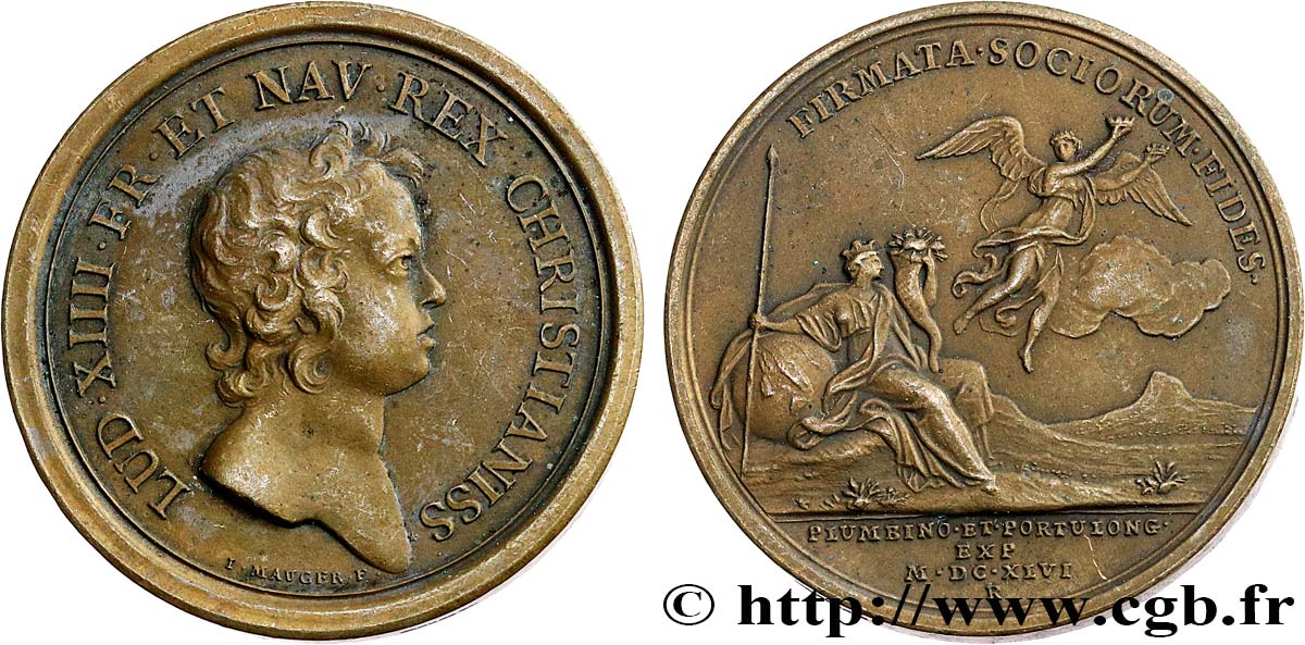 LOUIS XIV LE GRAND OU LE ROI SOLEIL Médaille, Prise de Piombino et de Portolongone, refrappe TTB+