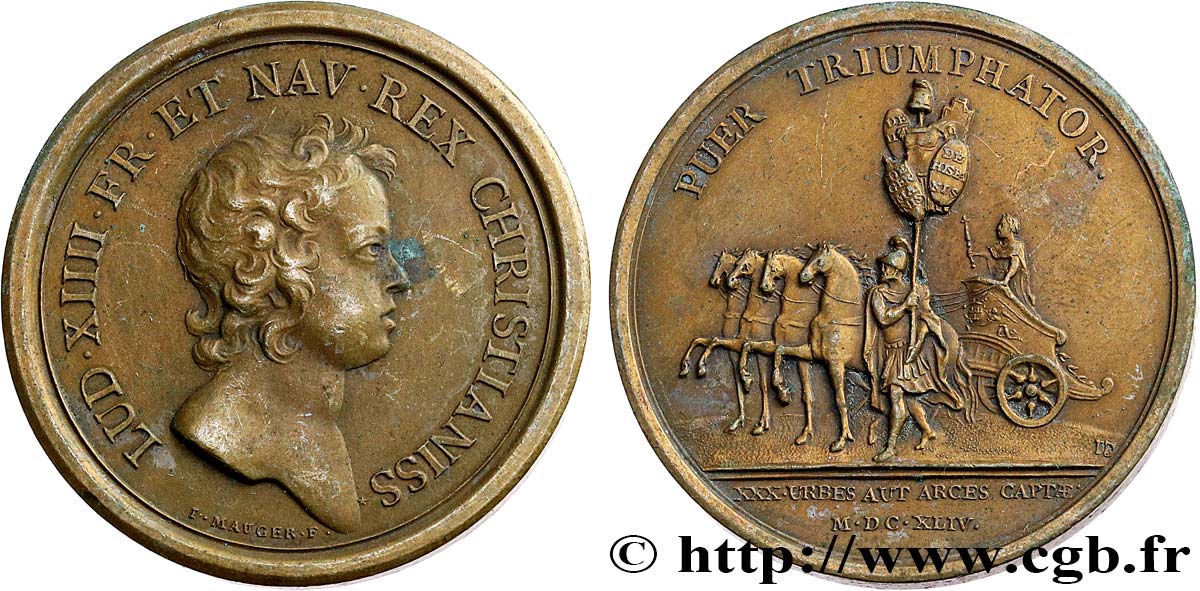 LOUIS XIV &nbsp;THE SUN KING&nbsp; Médaille, Prise de trente villes allemandes, refrappe AU