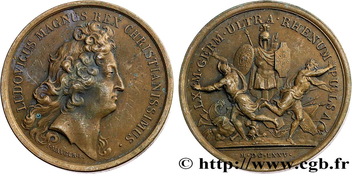 LOUIS XIV LE GRAND OU LE ROI SOLEIL Médaille, Les Allemands chassés de l’Alsace, refrappe TTB+