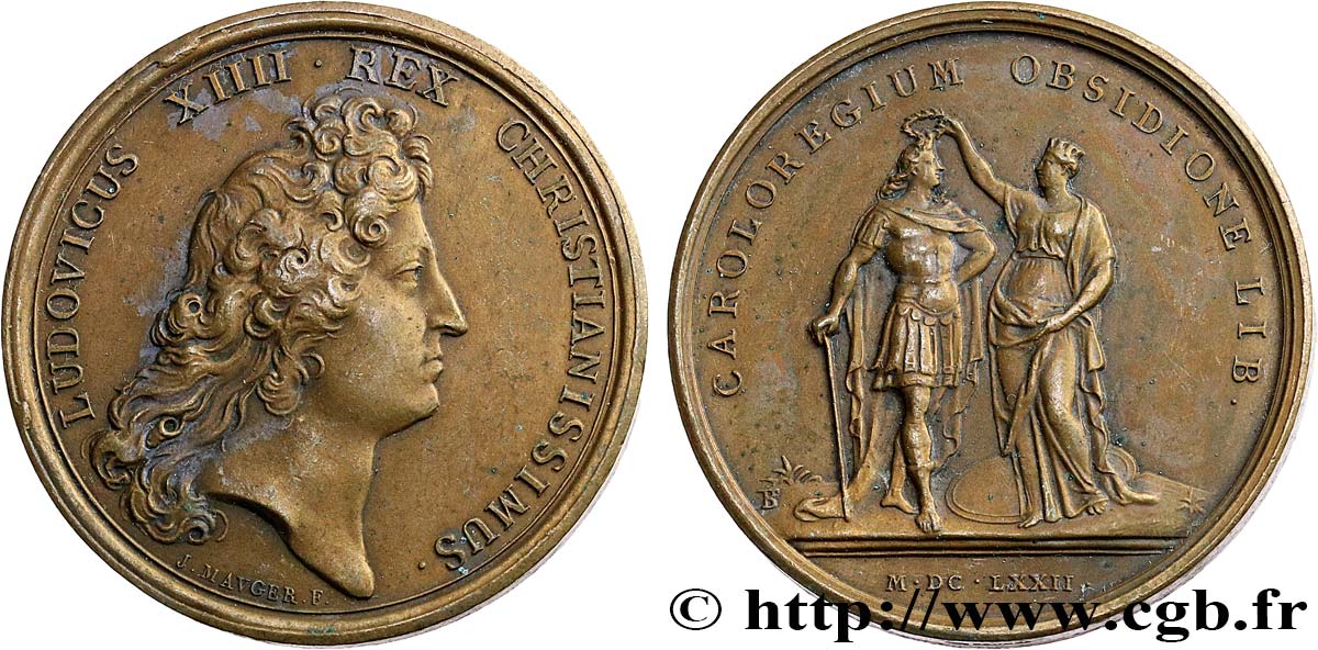 LOUIS XIV &nbsp;THE SUN KING&nbsp; Médaille, Levée du siège de Charleroi, refrappe q.SPL