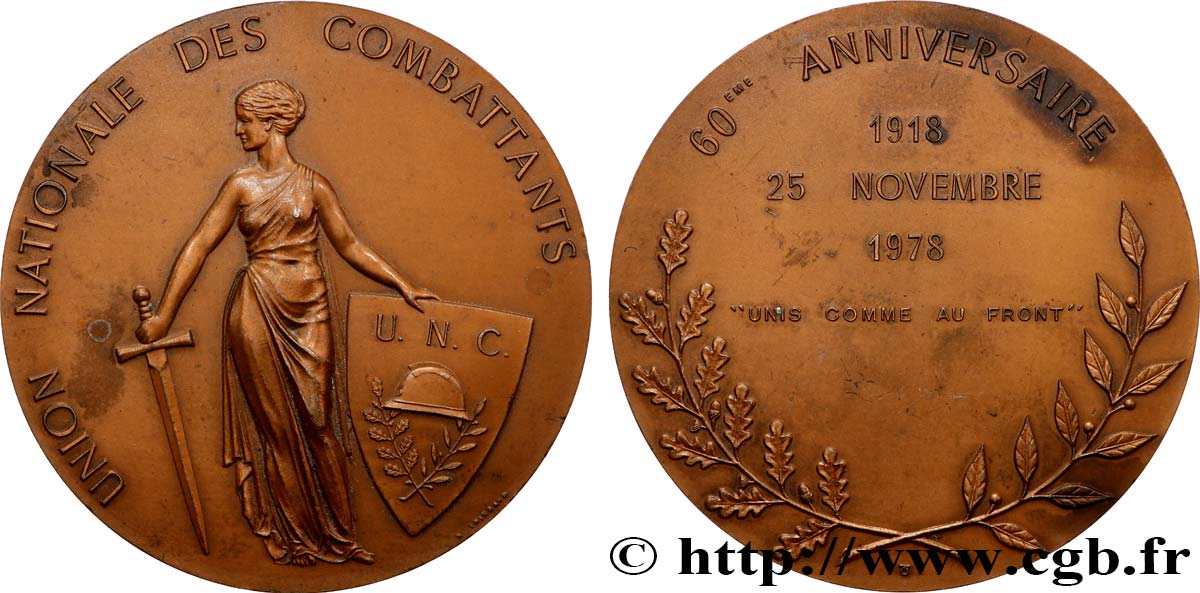 CINQUIÈME RÉPUBLIQUE Médaille, Union nationale des combattants SUP