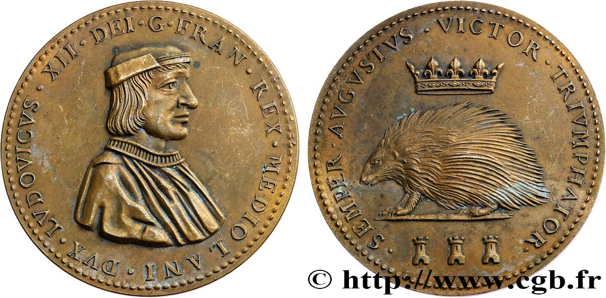 LOUIS XII LE PÈRE DU PEUPLE Médaille, Porc-épic, refrappe TTB+