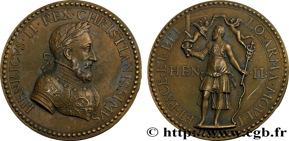 HENRY II Médaille, Victoires françaises contre le Saint Empire romain germanique, refrappe AU