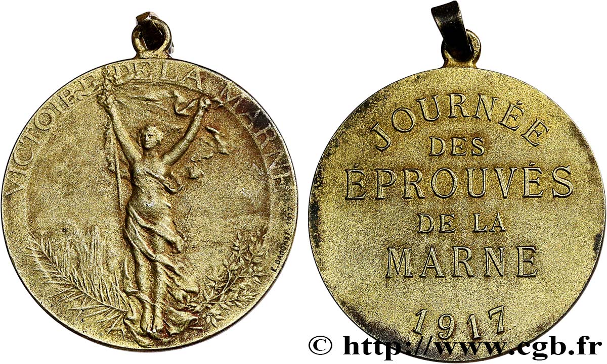 TROISIÈME RÉPUBLIQUE Médaille, Journée des éprouvés de la Marne TTB