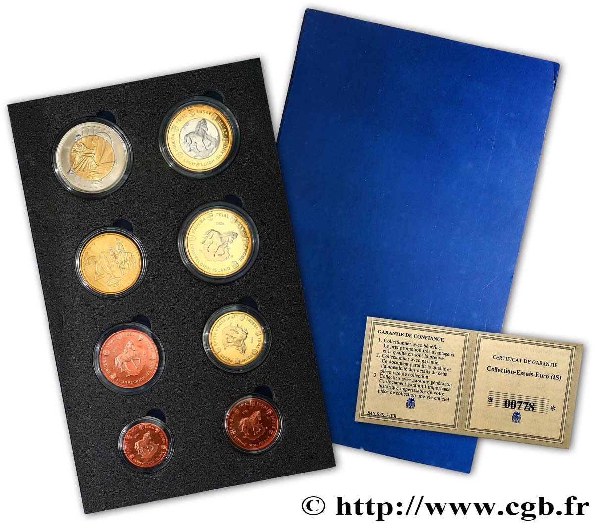 EUROPA Série de 8 médailles, Essai Euros Islande SC