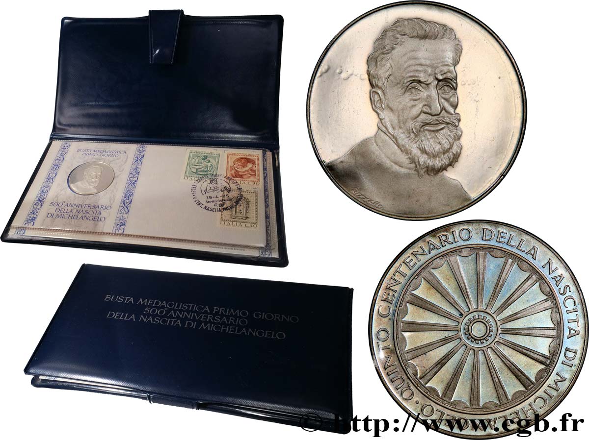 ITALIA Enveloppe “Timbre médaille”, 500e anniversaire de la naissance de Michel-Ange SC