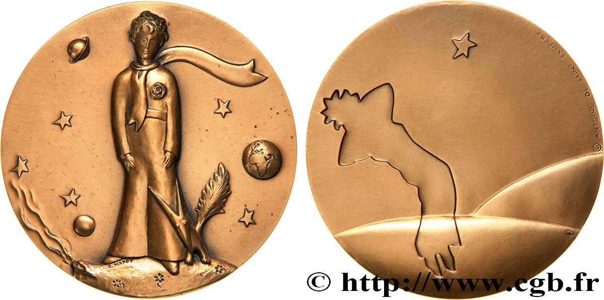 LIVRES - JETONS ET MÉDAILLES Médaille, Antoine de Saint-Exupery, Le Petit prince TTB+