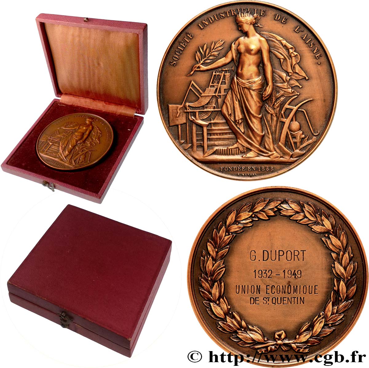 III REPUBLIC Médaille, Société industrielle, Union économique AU