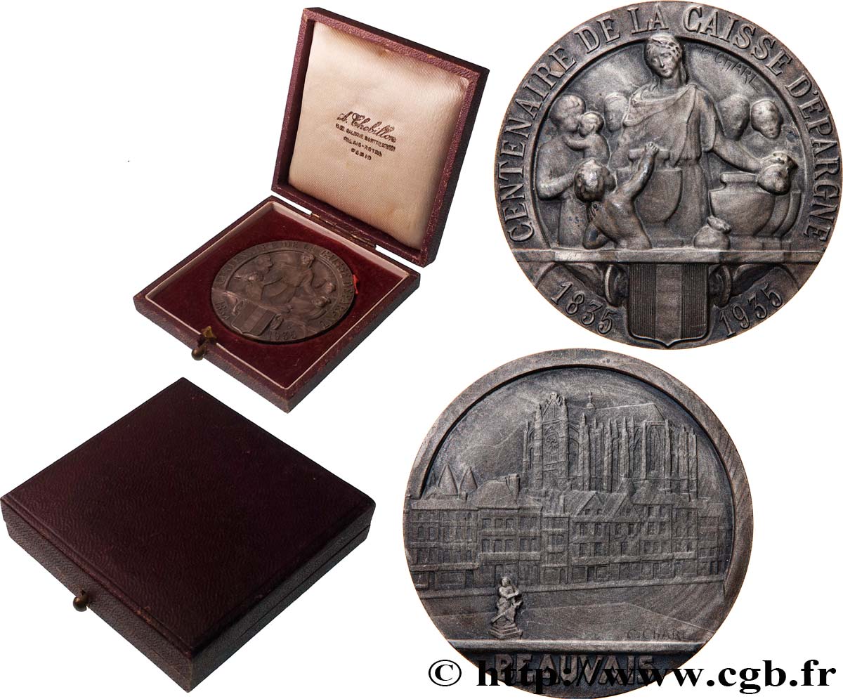 TROISIÈME RÉPUBLIQUE Médaille, Centenaire de la Caisse d’Épargne de Beauvais TTB+