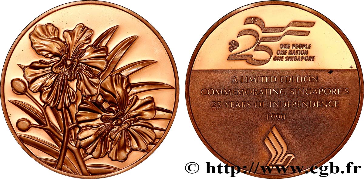 SINGAPOUR Médaille des 25 ans de l’indépendance de Singapour SUP