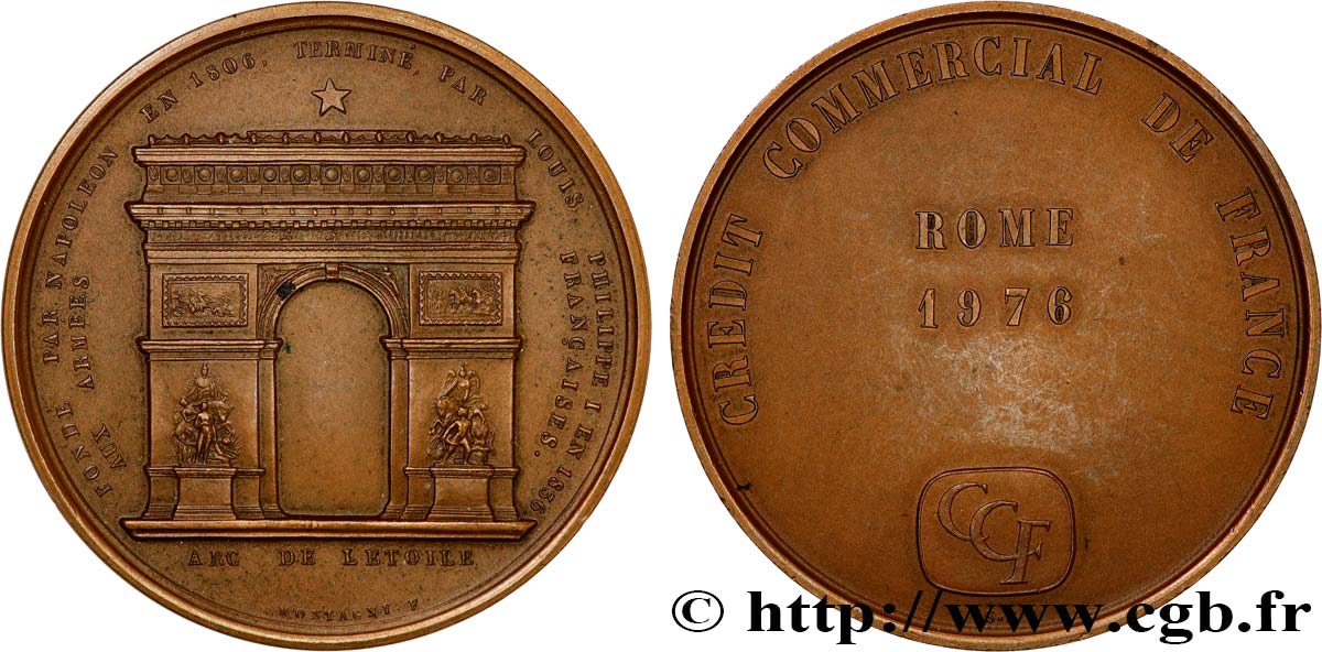 BANQUES - ÉTABLISSEMENTS DE CRÉDIT Médaille, Inauguration de l’Arc de Triomphe, Crédit commercial de France EBC