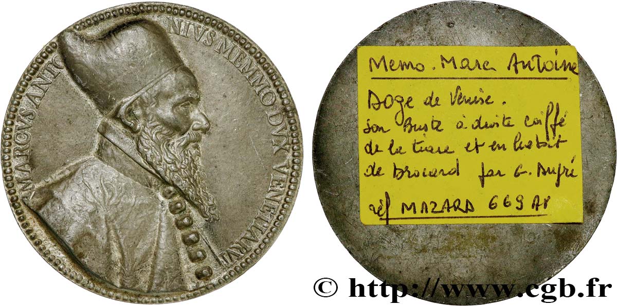 ITALIE - VENISE Médaille, tirage uniface, Marcantonio Memmo TTB