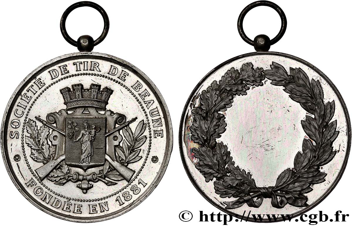 SHOOTING AND ARQUEBUSE Médaille de tir, Société de tir de Beaune AU
