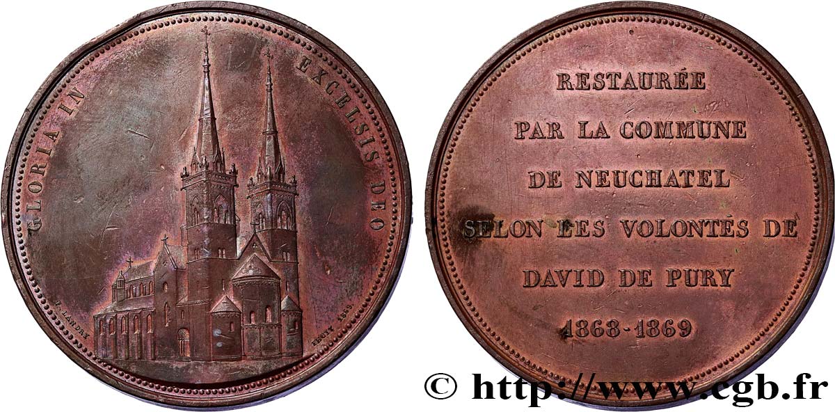 SUISSE - CANTON DE NEUCHATEL Médaille, Restauration de la collégiale TTB