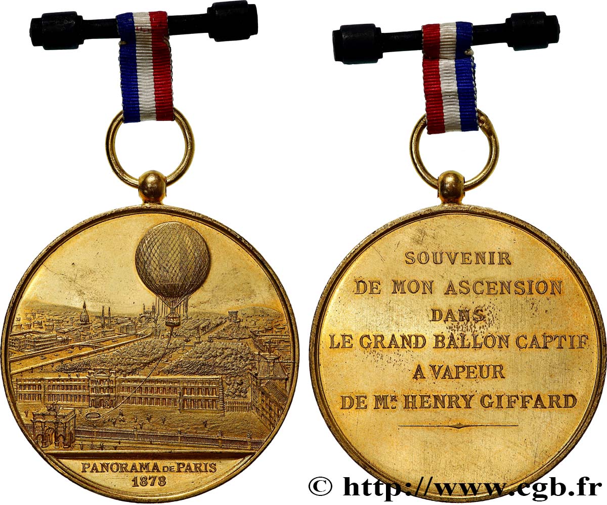 TROISIÈME RÉPUBLIQUE Médaille du ballon à vapeur - panorama de Paris SUP+