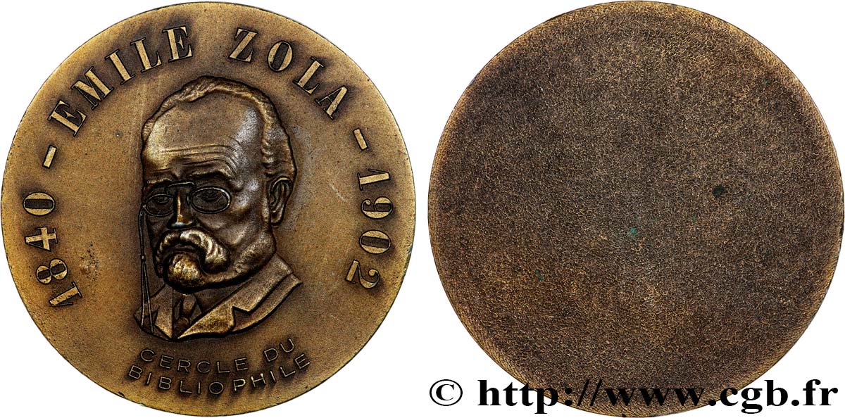 LITERATURE : WRITERS - POETS Médaille, Emile Zola, Cercle du bibliophile AU