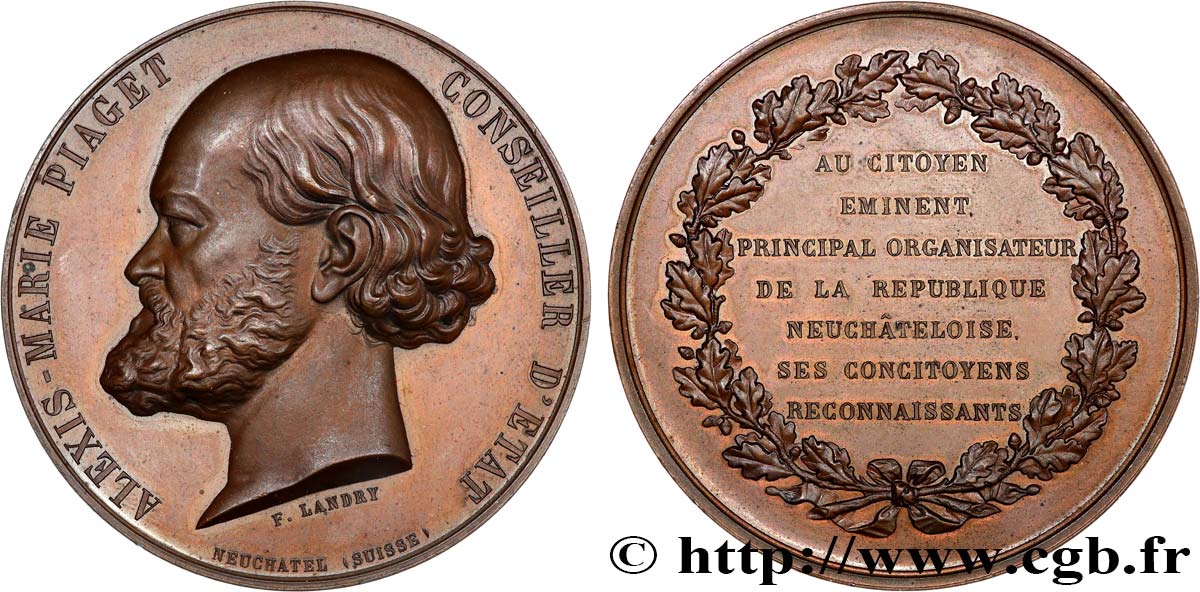 SUIZA - CANTÓN DE NEUCHATEL Médaille, Alexis-Marie Piaget EBC+
