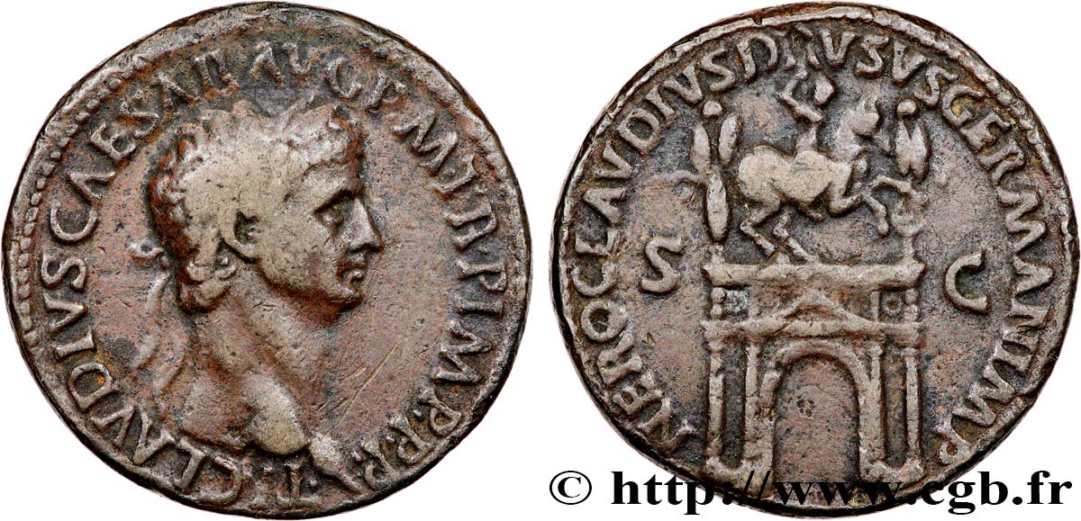 CLAUDE et NÉRON DRUSUS FAUX SESTERCE / COUNTERFEIT SESTERTIUS TTB