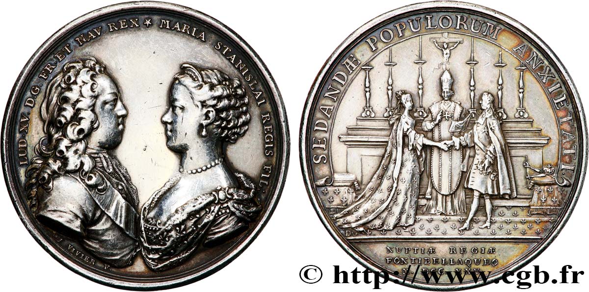 LOUIS XV THE BELOVED Médaille, Mariage de Louis XV et de Marie Leszczynska AU
