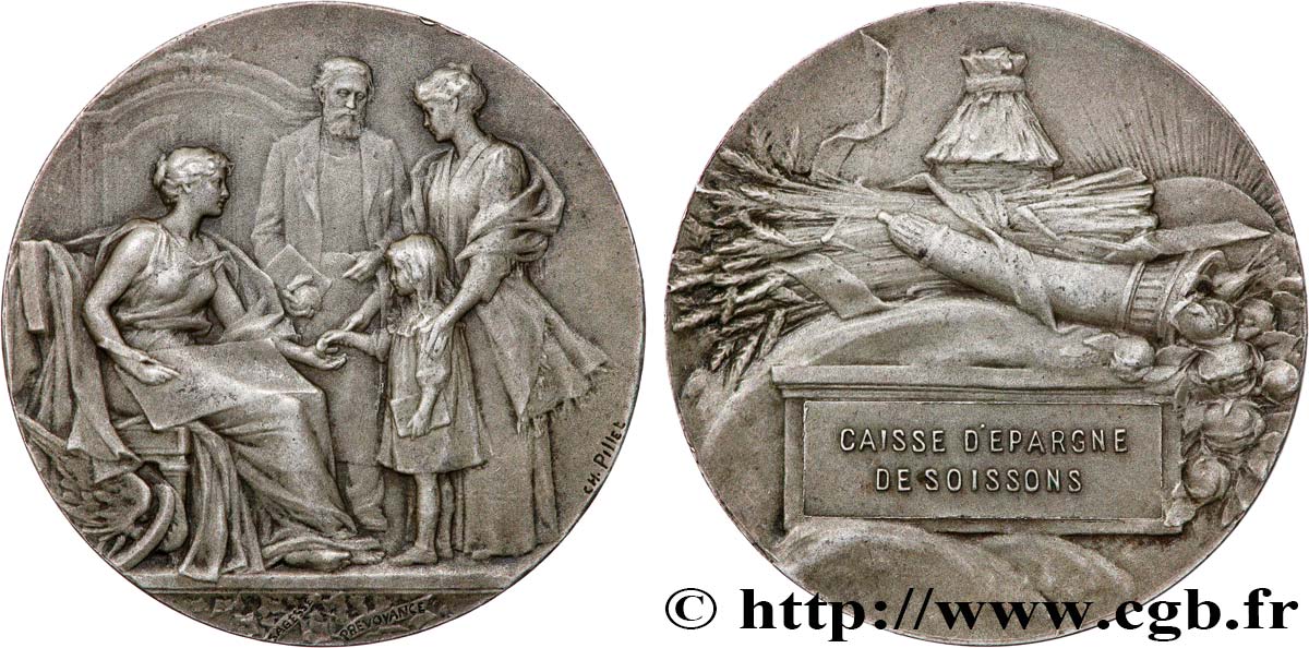 CAISSES D ÉPARGNE Médaille, Caisse d’épargne de Soissons AU