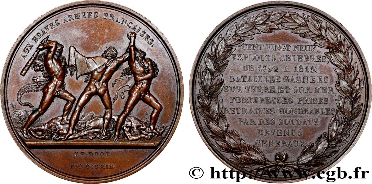 LOUIS XVIII Médaille, Aux braves armées françaises SUP