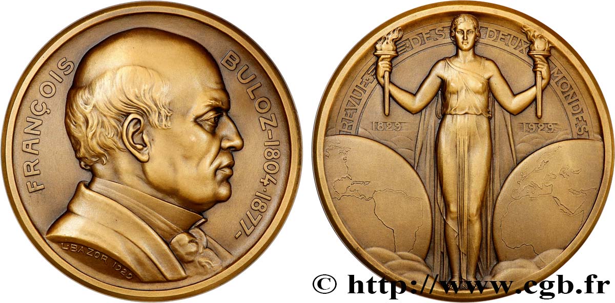 III REPUBLIC Médaille, François Buloz, la revue des deux mondes MS