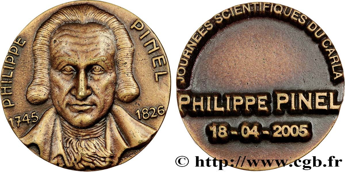 CINQUIÈME RÉPUBLIQUE Médaille, Philippe Pinel, Journées scientifiques du Carla TTB+