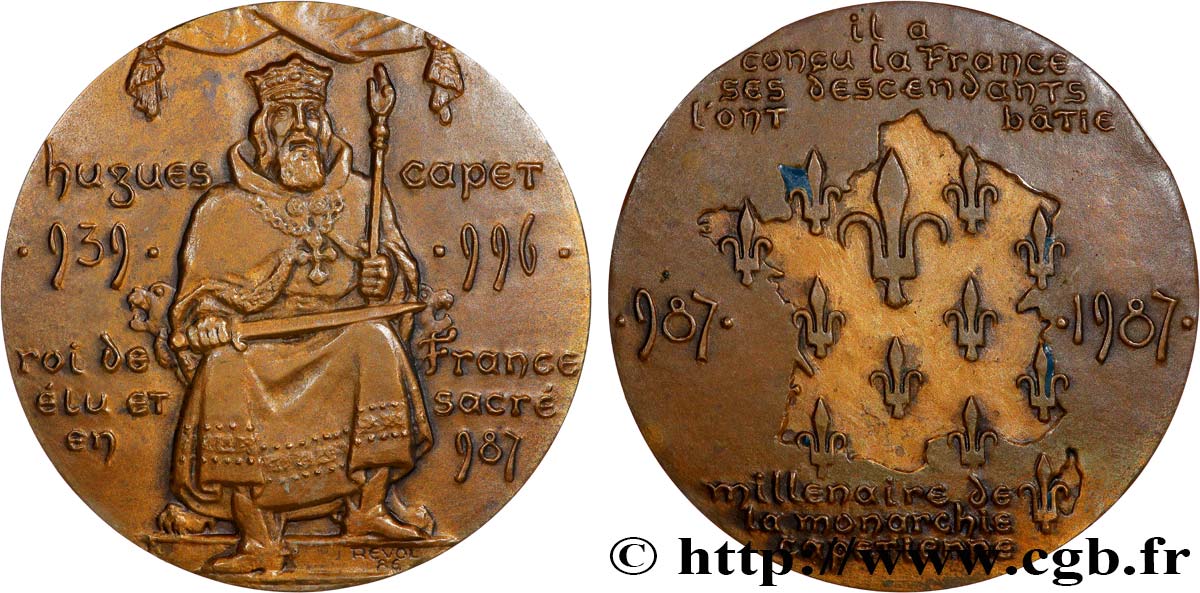CINQUIÈME RÉPUBLIQUE Médaille du millénaire capétien TTB+