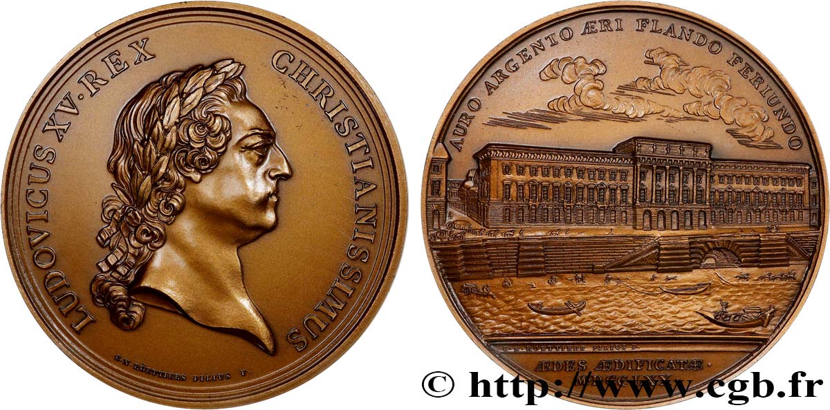 LOUIS XV DIT LE BIEN AIMÉ Médaille, Construction de l’Hôtel des monnaies, refrappe VZ