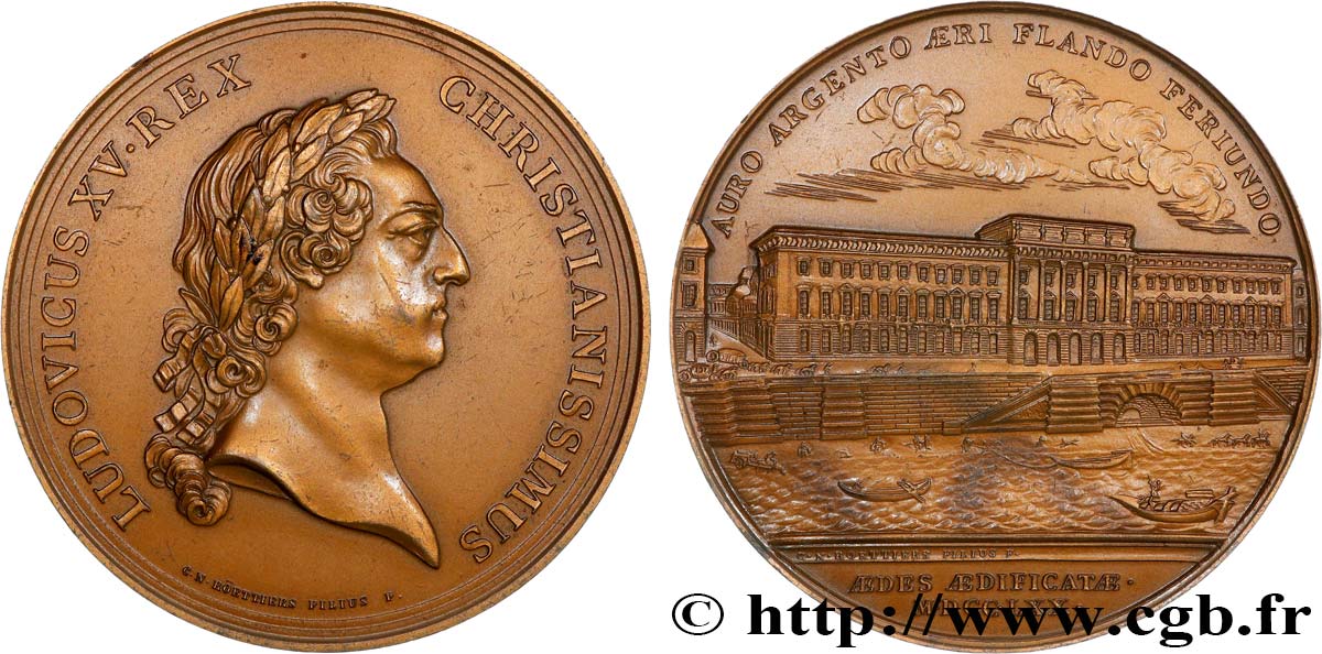 LOUIS XV DIT LE BIEN AIMÉ Médaille, Construction de l’Hôtel des monnaies, refrappe TTB+