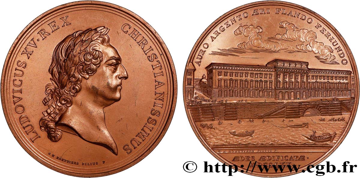 LOUIS XV DIT LE BIEN AIMÉ Médaille, Construction de l’Hôtel des monnaies, refrappe q.SPL