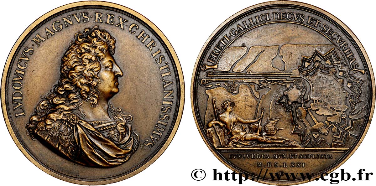 LOUIS XIV LE GRAND ou LE ROI SOLEIL Médaille pour les fortifications de Dunkerque, refrappe SUP