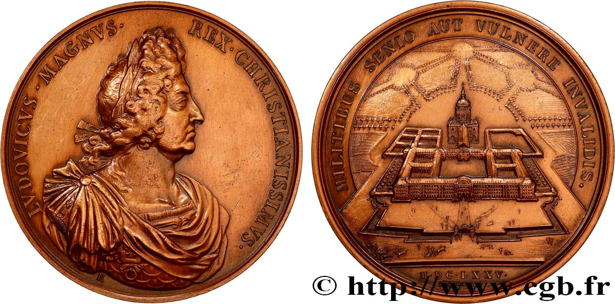 LOUIS XIV  THE SUN KING  Médaille, L Hôtel des Invalides, refrappe q.SPL