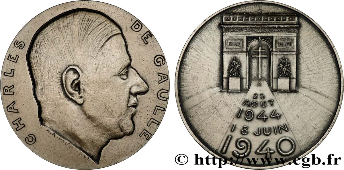 QUINTA REPUBLICA FRANCESA Médaille, Charles de Gaulle EBC