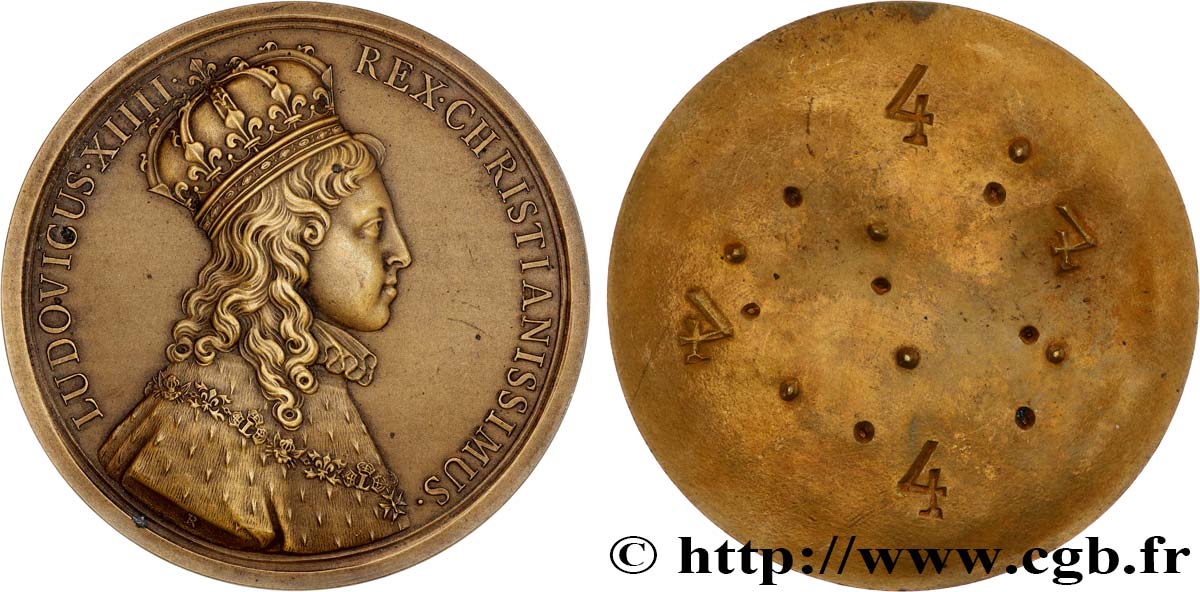 LOUIS XIV  THE SUN KING  Médaille uniface, Le sacre de Reims, frappe moderne AU