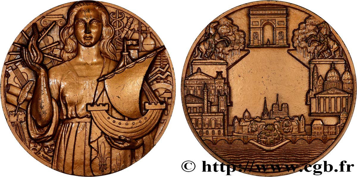 CINQUIÈME RÉPUBLIQUE Médaille de récompense, Paris par Pierre Turin TTB+