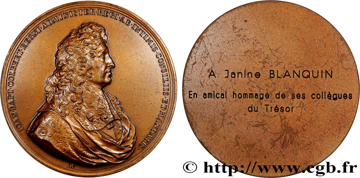 LOUIS XIV  THE SUN KING  Médaille, Amical hommage de ses collègues du Trésor EBC/MBC+