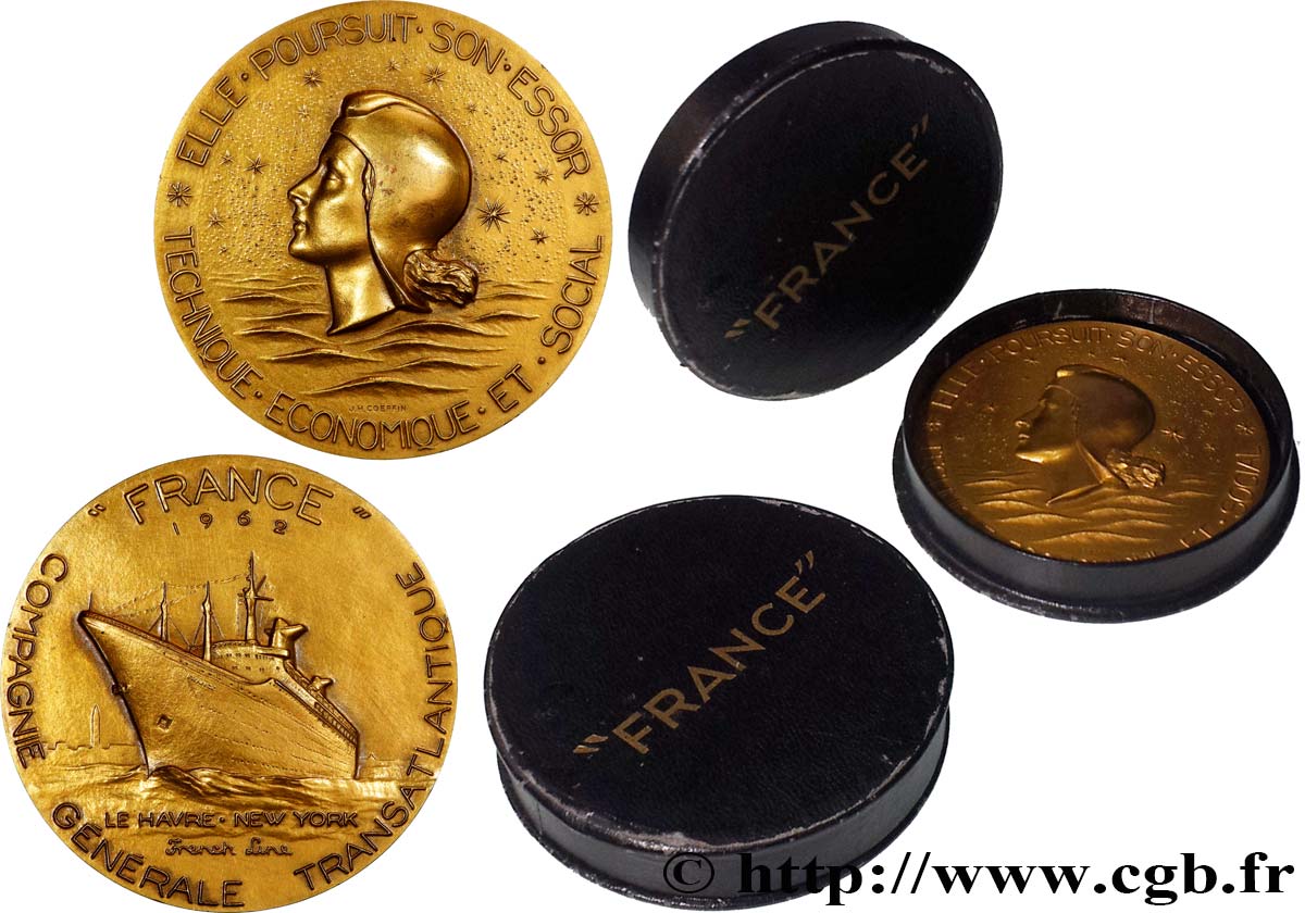 QUINTA REPUBBLICA FRANCESE Médaille, Paquebot France SPL