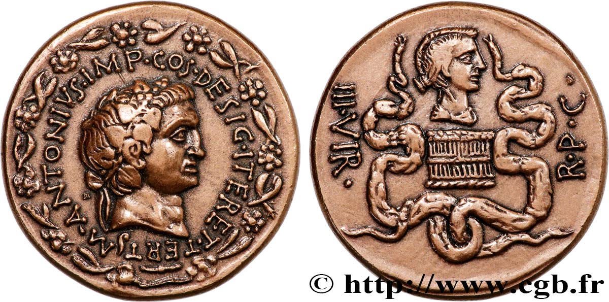 ANTONIUS and OCTAVIA Médaille, Cistophore, reproduction SPL