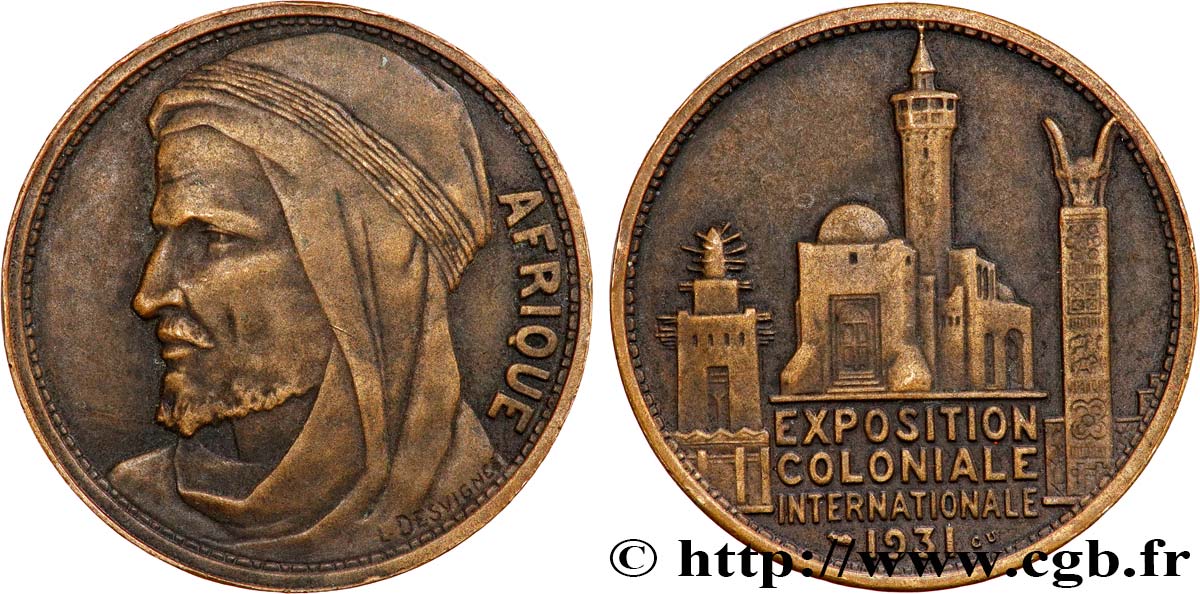 TROISIÈME RÉPUBLIQUE Médaille, Exposition Coloniale Internationale - Afrique TTB