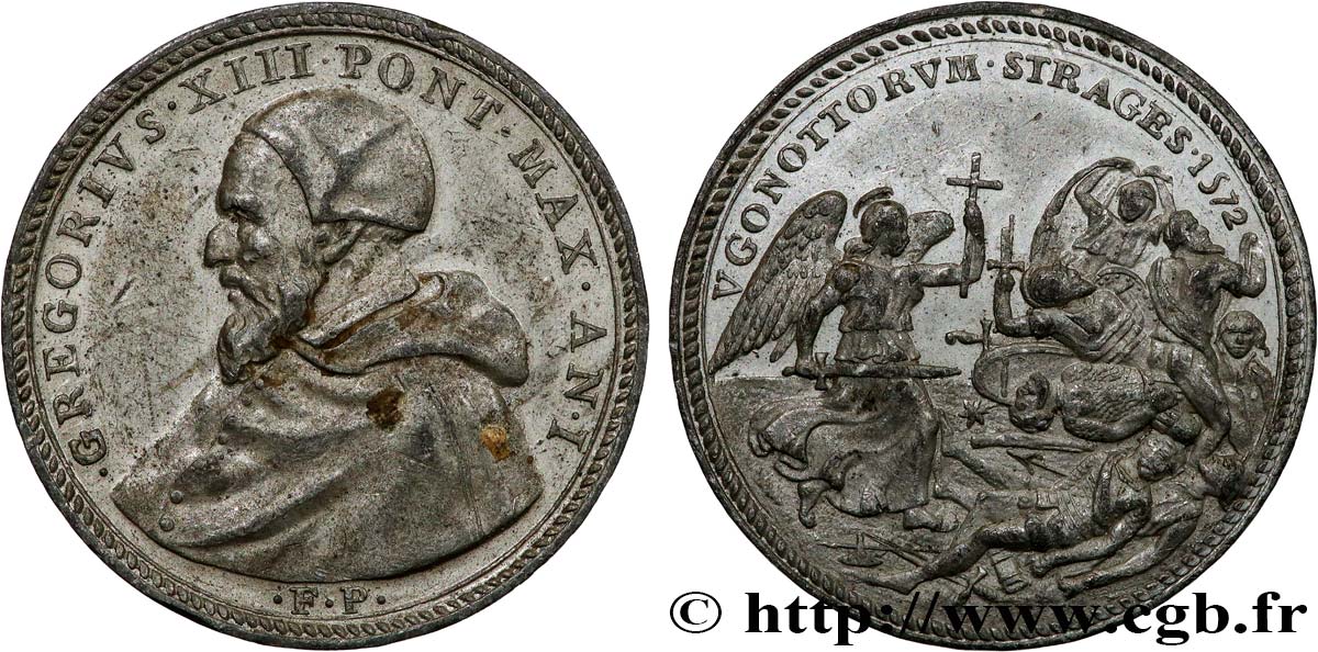 ITALIE - ÉTATS DU PAPE - GRÉGOIRE XIII (Ugo Boncompagni) Médaille, Saint-Barthelemy TTB+