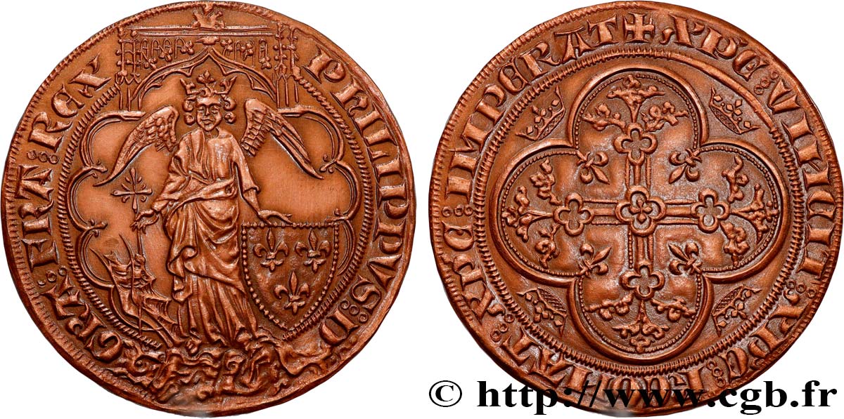 PHILIPPE VI DE VALOIS Médaille, Ange d or, reproduction SUP