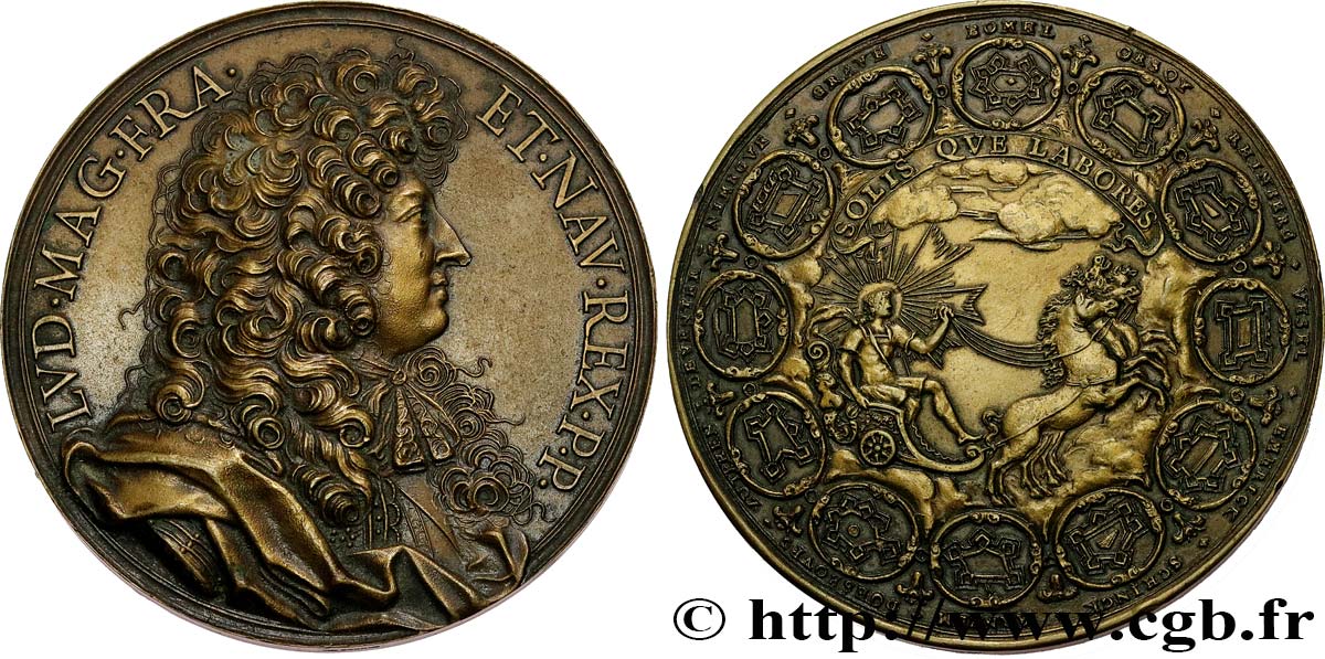 LOUIS XIV LE GRAND OU LE ROI SOLEIL Médaille, Louis XIV et les forts, refrappe TTB+