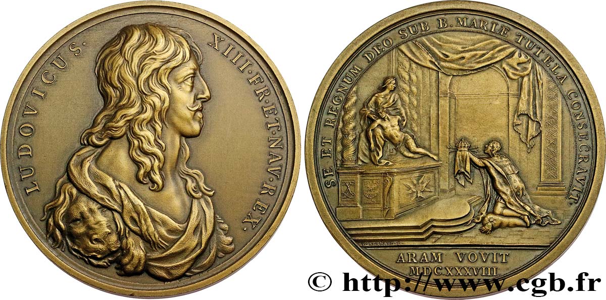 LOUIS XIII LE JUSTE Médaille, Royaume sous la protection de la Vierge, refrappe moderne TTB+