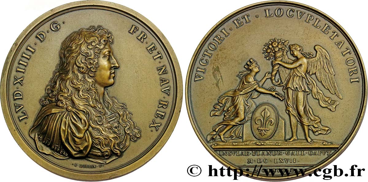 LOUIS XIV  THE SUN KING  Médaille, Prise de Lille, refrappe VZ